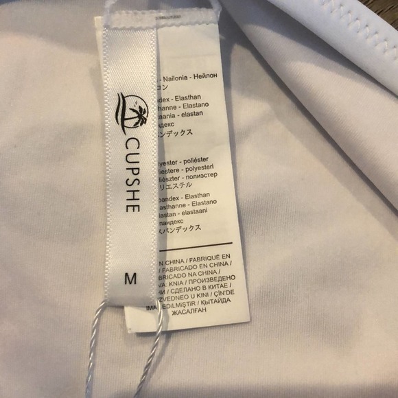 Cupshe White Floral Shirred High Waist Swimsuit Bottoms (M) - Picture 6 of 8